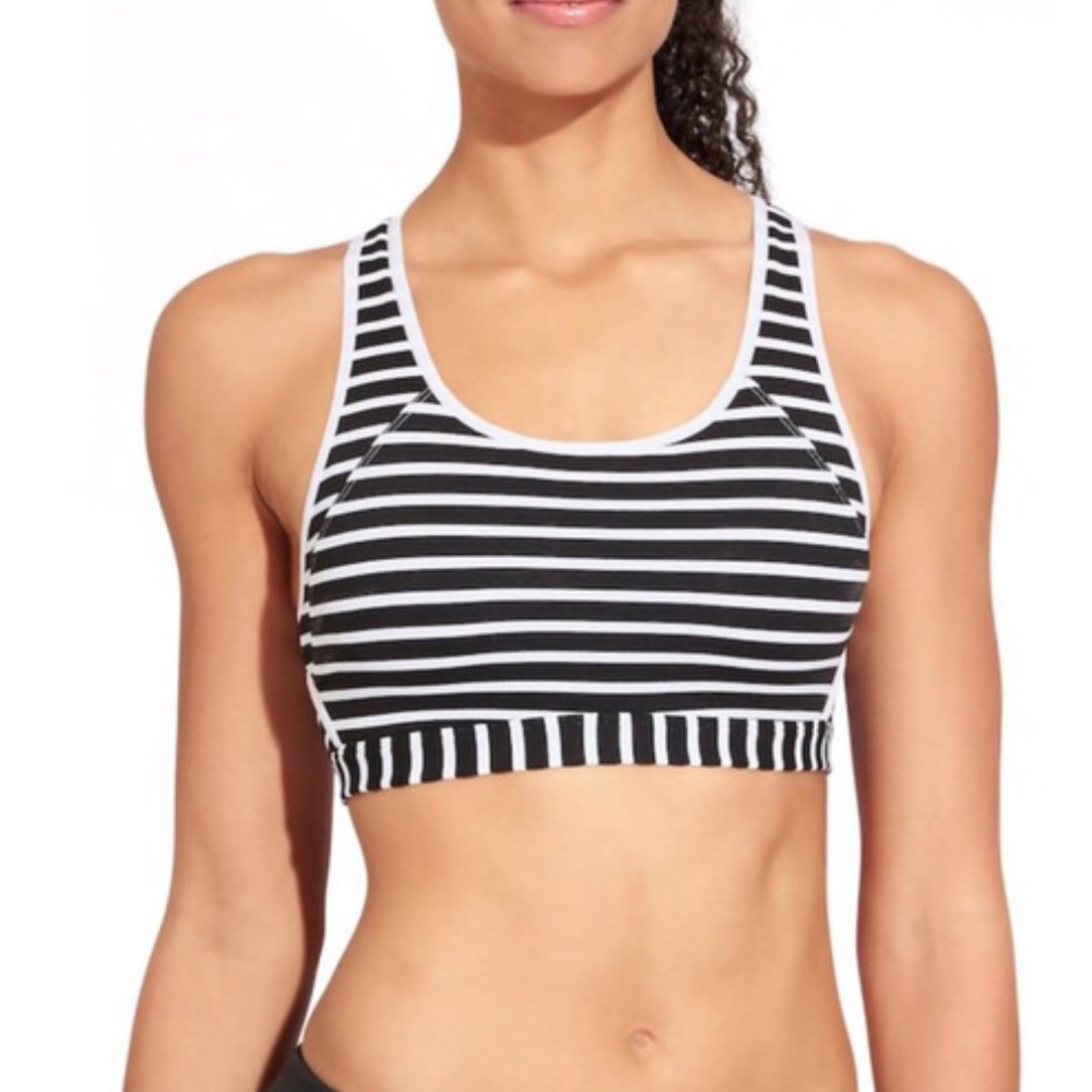 Athleta Double Dare Sports Bra Stark Stripe XL